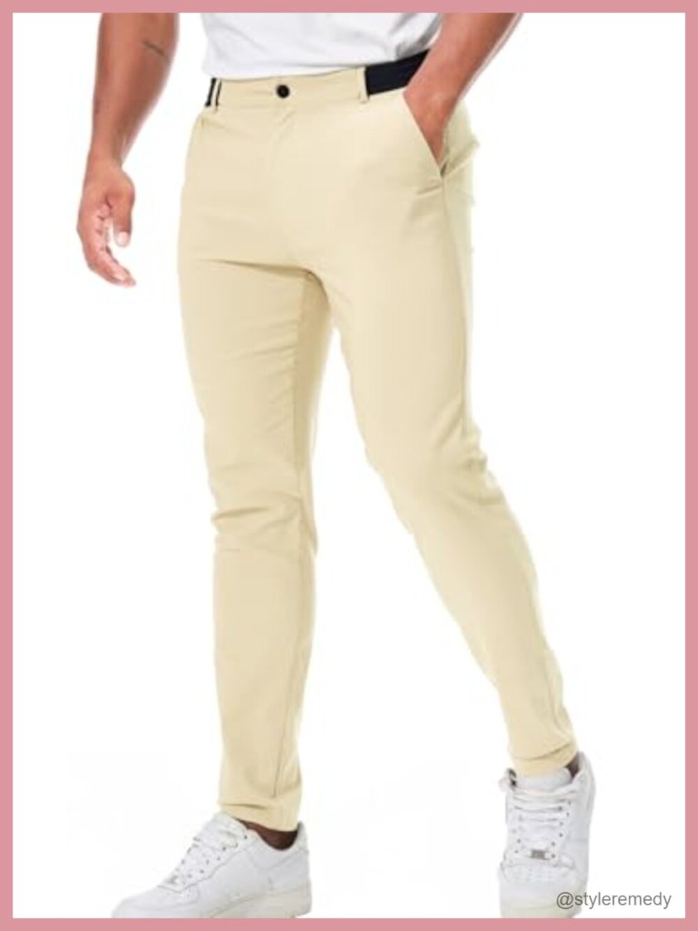 Men's Slim Fit Chino Pants Stretch Casual Trousers with Pockets